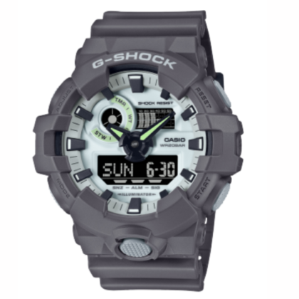 Casio G-Shock Hidden Glow Series GA-700HD-8A Analog-Digital Grey Resin Band Men Watch